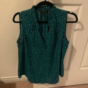 Banana Republic Sleeveless Blouse with Flutter Detail in Emerald Green